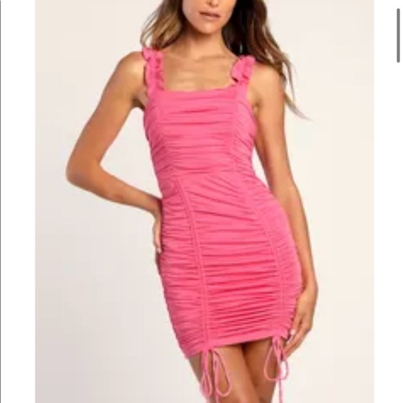 Lulus Pink Ruched Dress - Picture 1 of 4